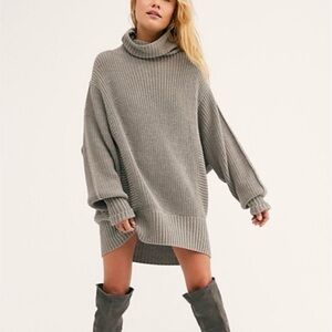 Cocoa Free People Ribbed Gray Sweater Dress, size L